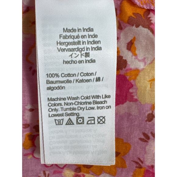 J. Crew Floral Ruffleneck Shirt Blouse Pink and Orange Size XXS - Picture 8 of 12